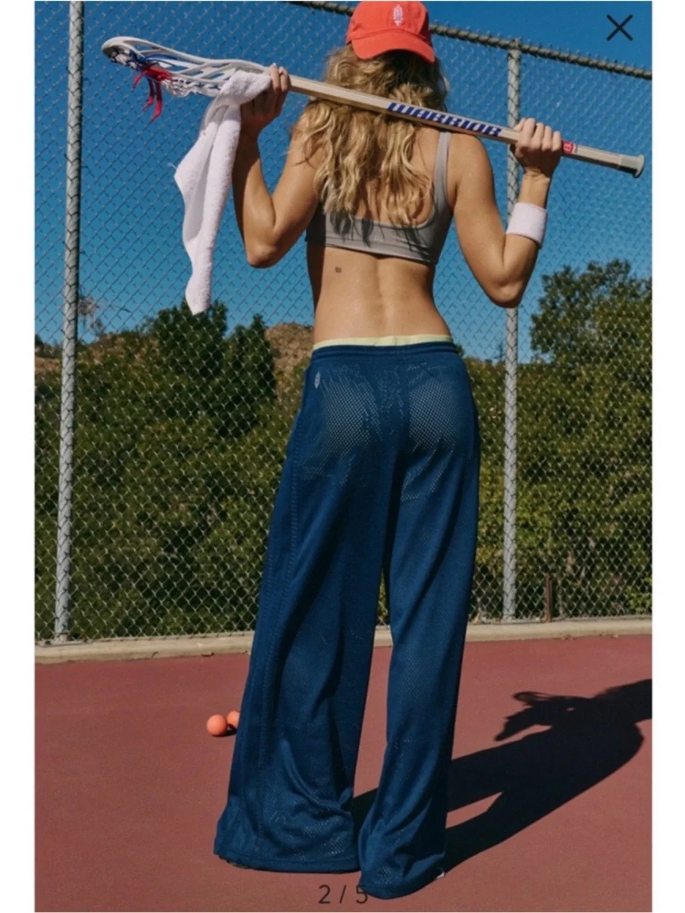 NWOT FP Movement by Free People Overtime Wide Leg Mesh Pants - Navy Sz M - Picture 2 of 9